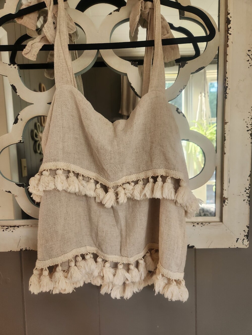 Impeccible Pig Cream Tassel Tank Top - Lightweight Summer Tee